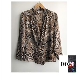 VINTAGE SAN ANDRE 1993 Python Print Deep-V Blouse